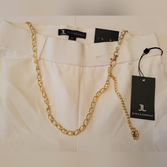 Jules & Leopold White Slacks Small Work Demure Office Modern Classic - Picture 2 of 4